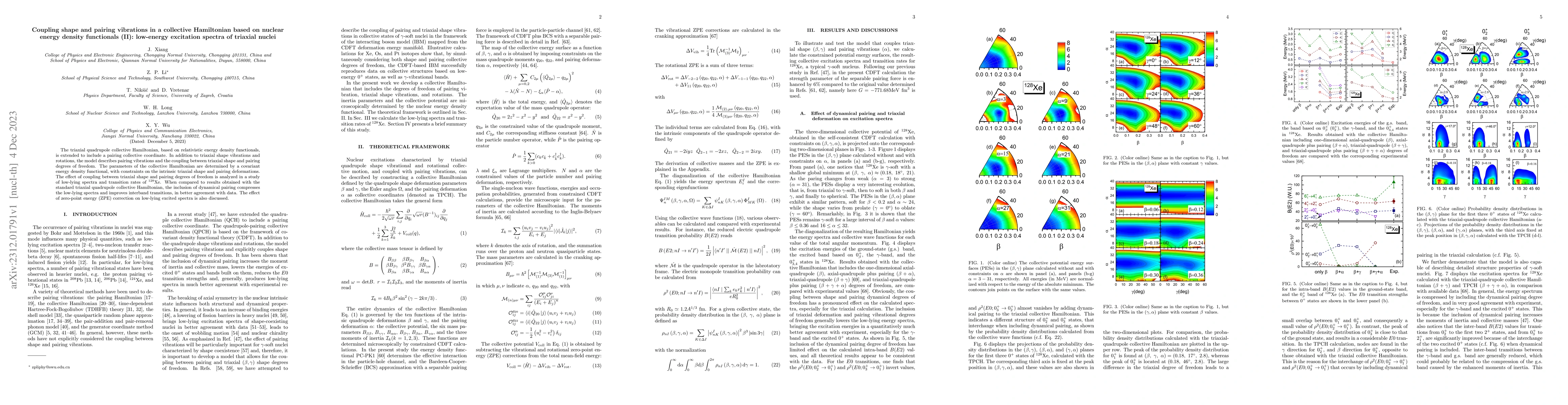 Thumbnail for Coupling shape and pairing vibrations in a collective Hamiltonian based
  on nuclear energy density functionals (II): low-energy excitation spectra of
  triaxial nuclei