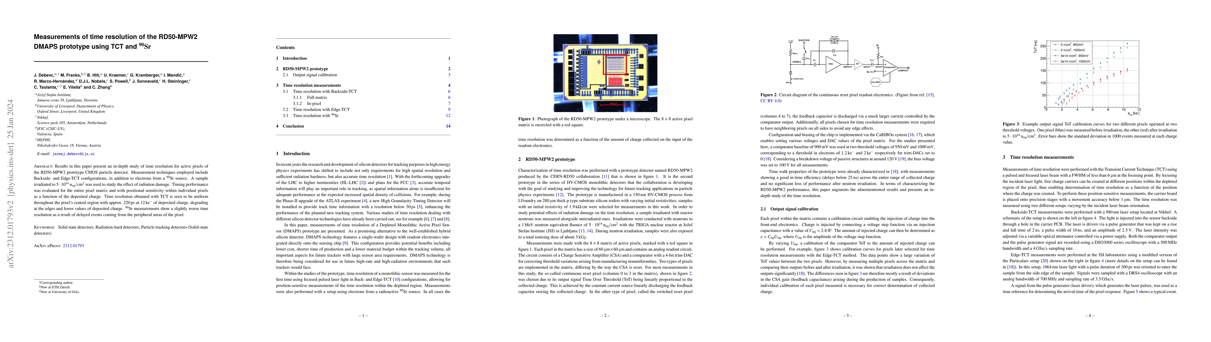Thumbnail for Measurements of time resolution of the RD50-MPW2 DMAPS prototype using
  TCT and $^{90}\mathrm{Sr}$