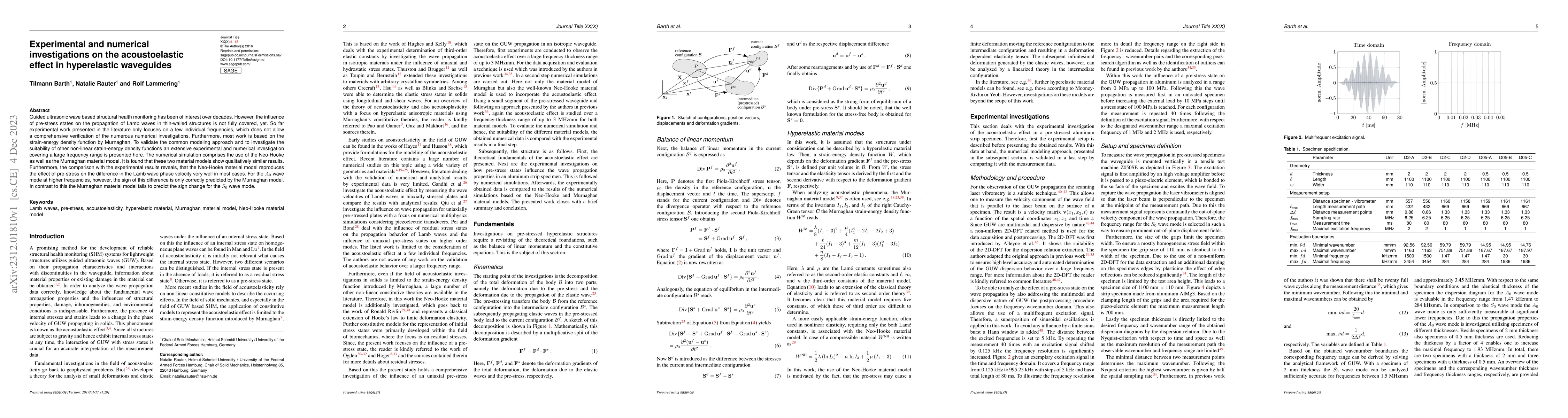 Thumbnail for Experimental and numerical investigations on the acoustoelastic effect
  in hyperelastic waveguides