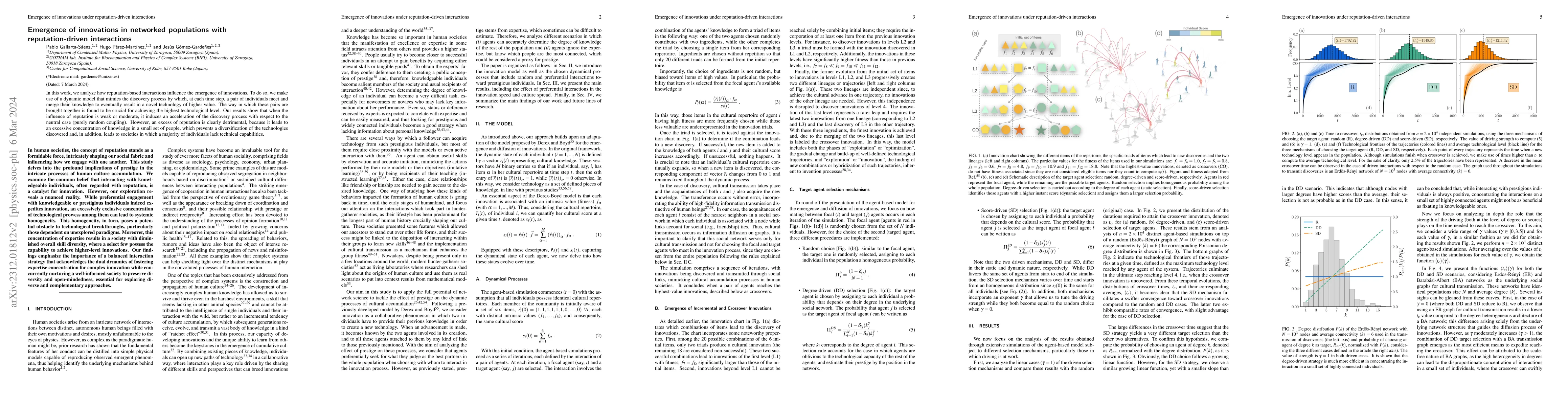 Thumbnail for Emergence of innovations in networked populations with reputation-driven
  interactions