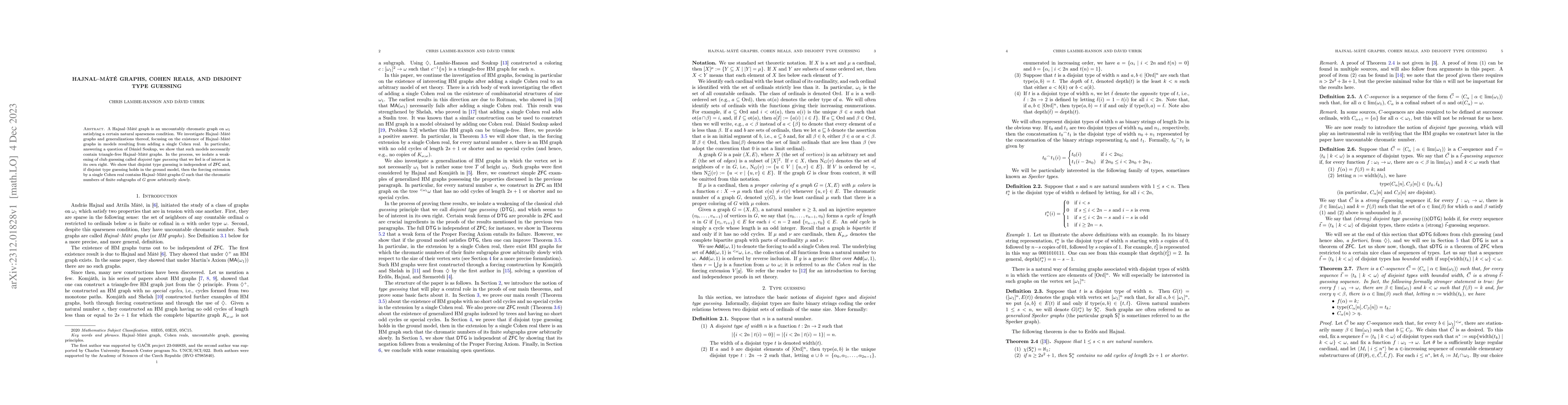 Thumbnail for Hajnal--M\'{a}t\'{e} graphs, Cohen reals, and disjoint type guessing