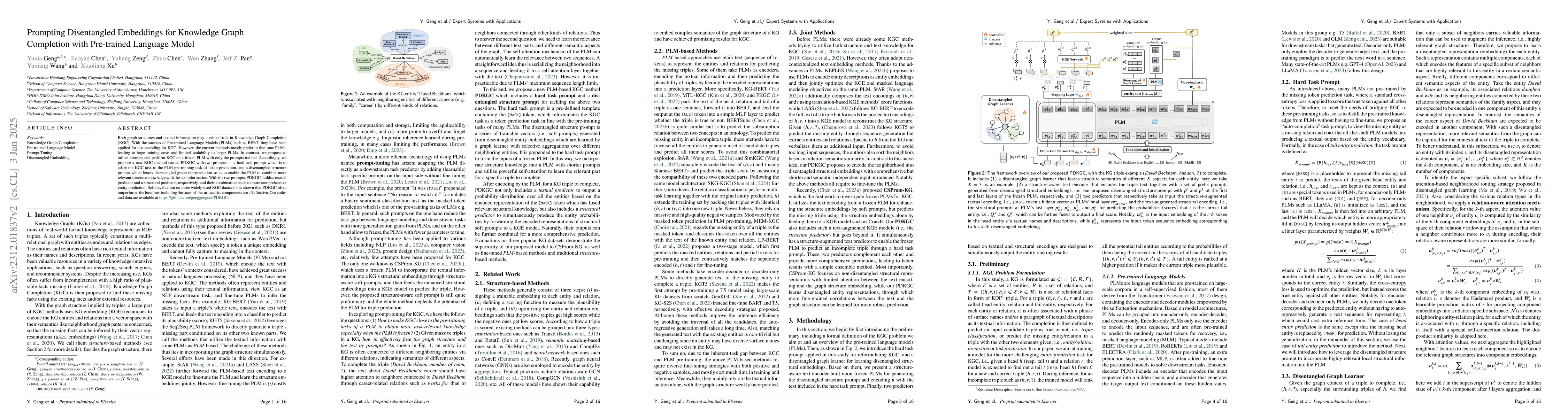 Thumbnail for Prompting Disentangled Embeddings for Knowledge Graph Completion with
  Pre-trained Language Model