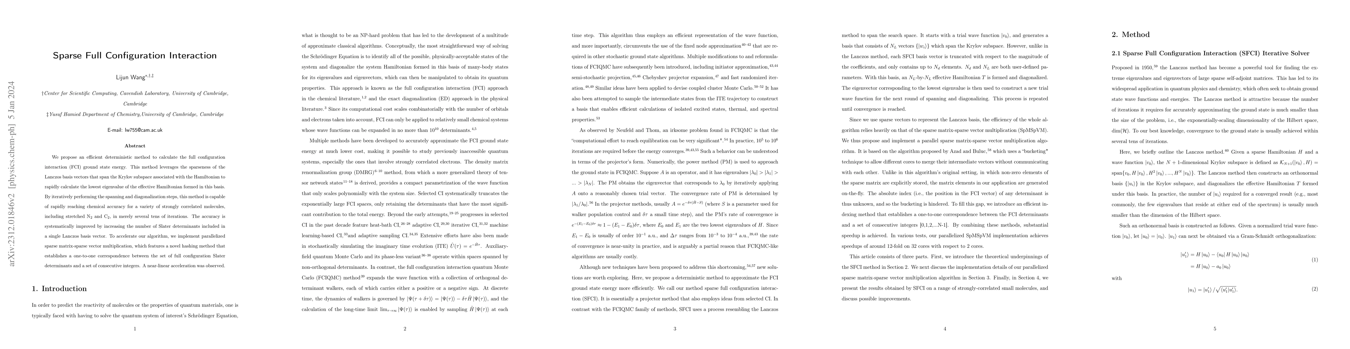 Thumbnail for Sparse Full Configuration Interaction