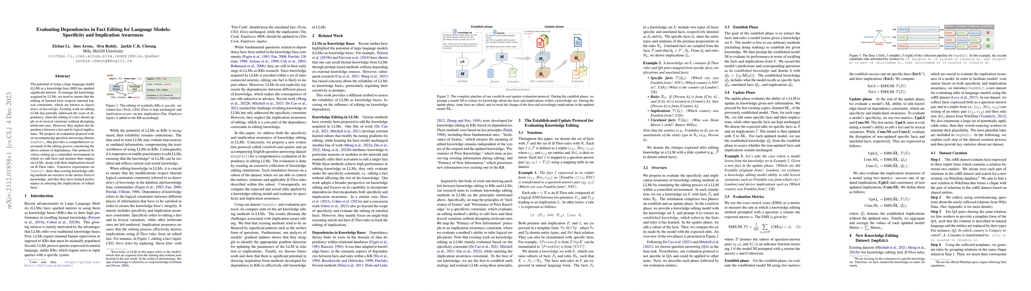 Thumbnail for Evaluating Dependencies in Fact Editing for Language Models: Specificity
  and Implication Awareness