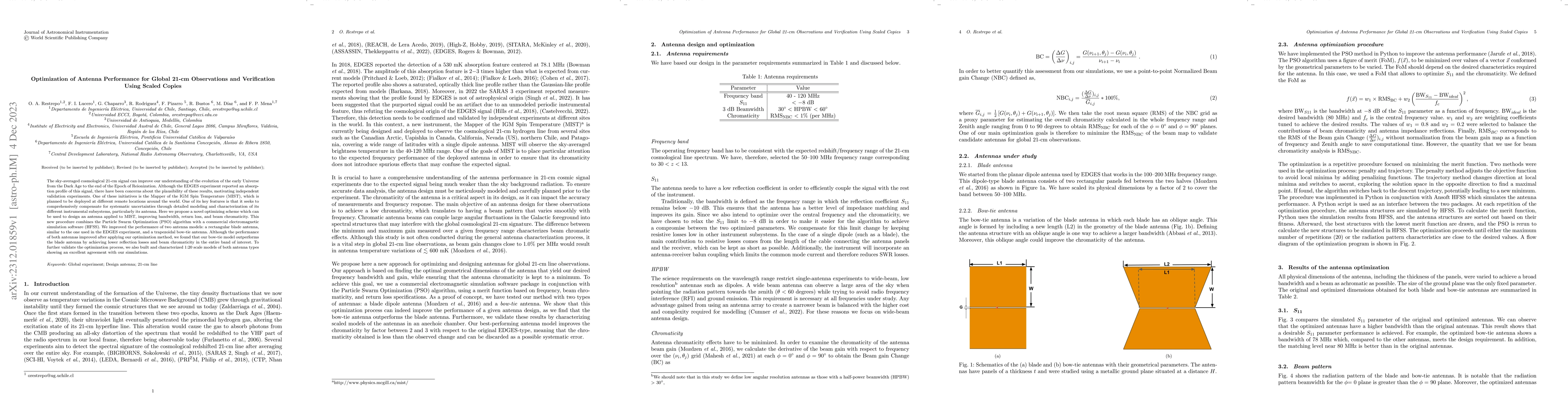 Thumbnail for Optimization of Antenna Performance for Global 21-cm Observations and
  Verification Using Scaled Copies