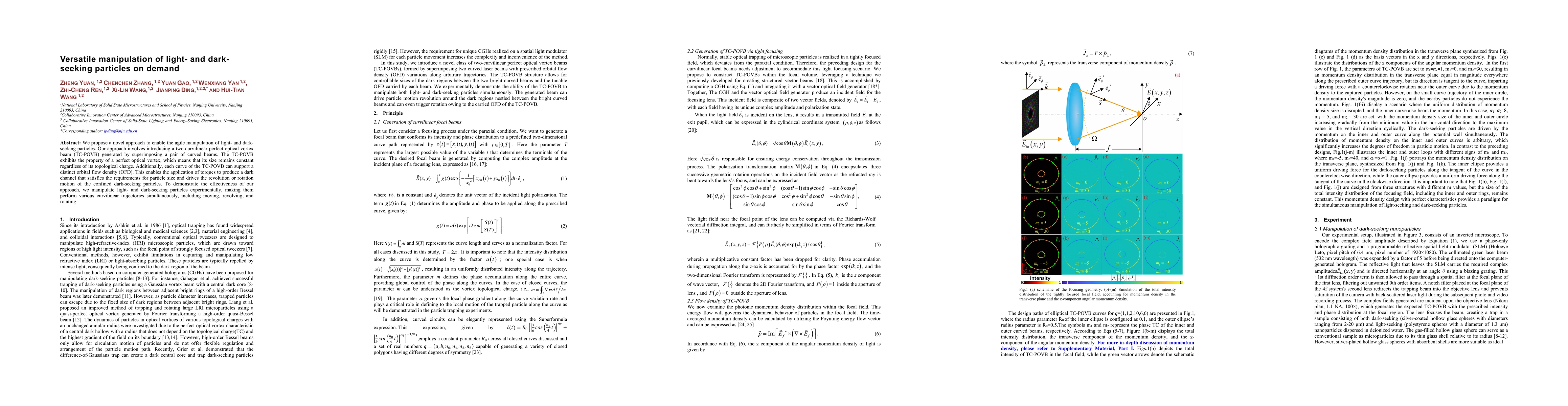Thumbnail for Versatile manipulation of light- and dark- seeking particles on demand