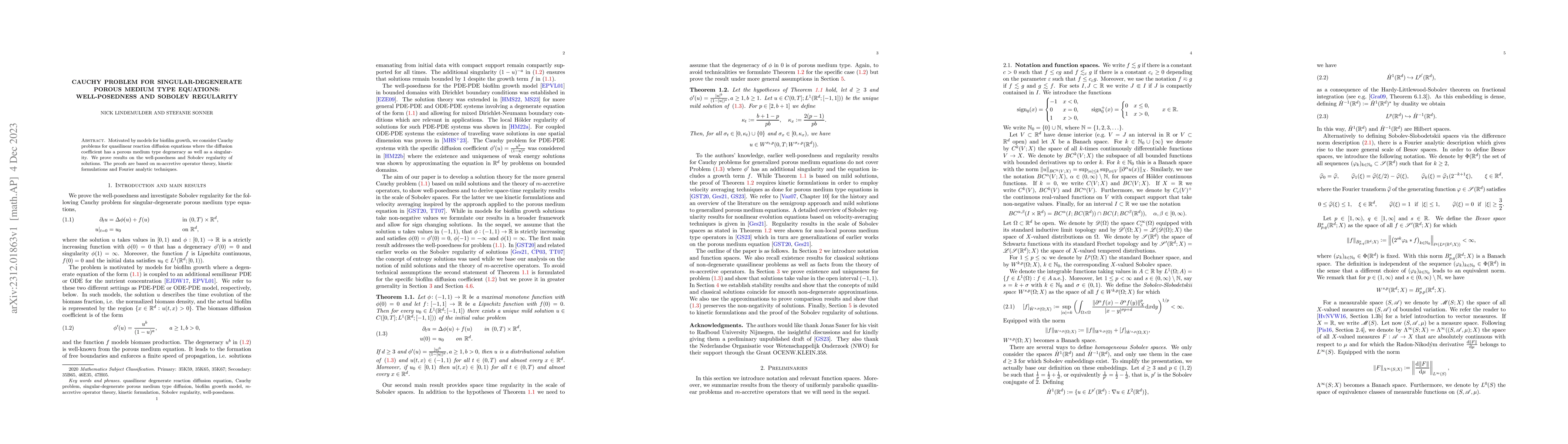 Thumbnail for Cauchy problem for singular-degenerate porous medium type equations:
  well-posedness and Sobolev regularity