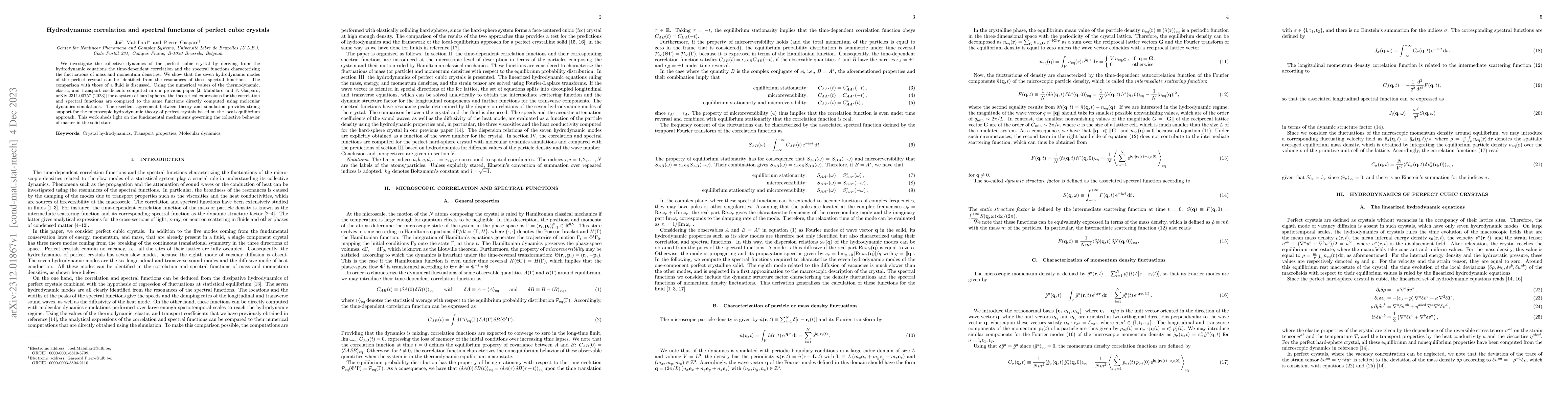 Thumbnail for Hydrodynamic correlation and spectral functions of perfect cubic
  crystals