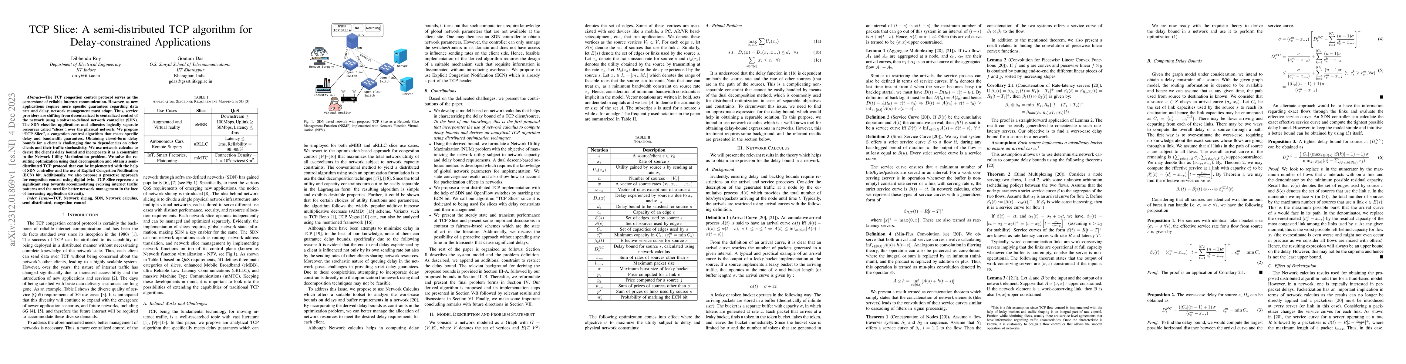 Thumbnail for TCP Slice: A semi-distributed TCP algorithm for Delay-constrained
  Applications