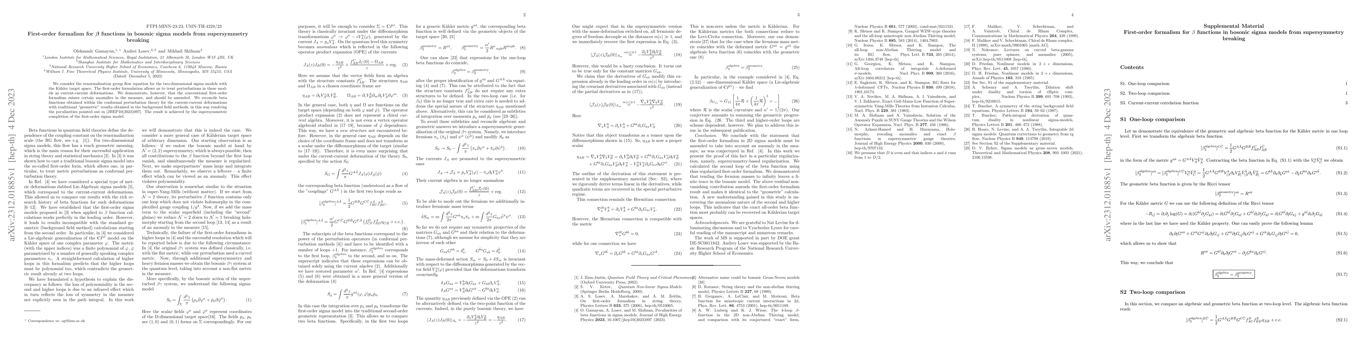 Thumbnail for First-order formalism for $\beta$ functions in bosonic sigma models from
  supersymmetry breaking