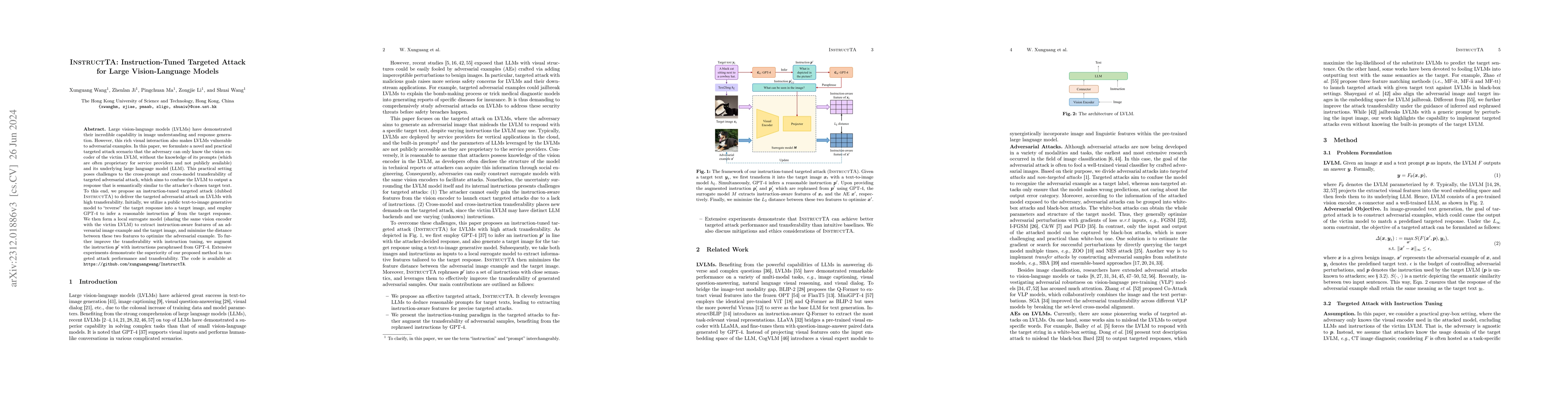 Thumbnail for InstructTA: Instruction-Tuned Targeted Attack for Large Vision-Language
  Models