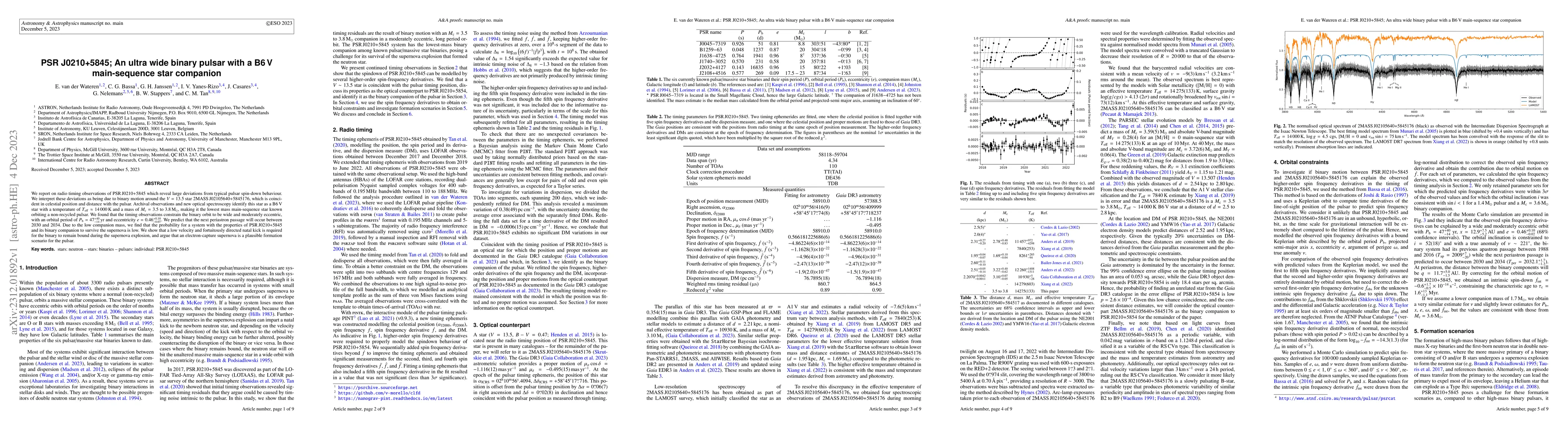 Thumbnail for PSR J0210+5845; An ultra wide binary pulsar with a B6V main-sequence
  star companion