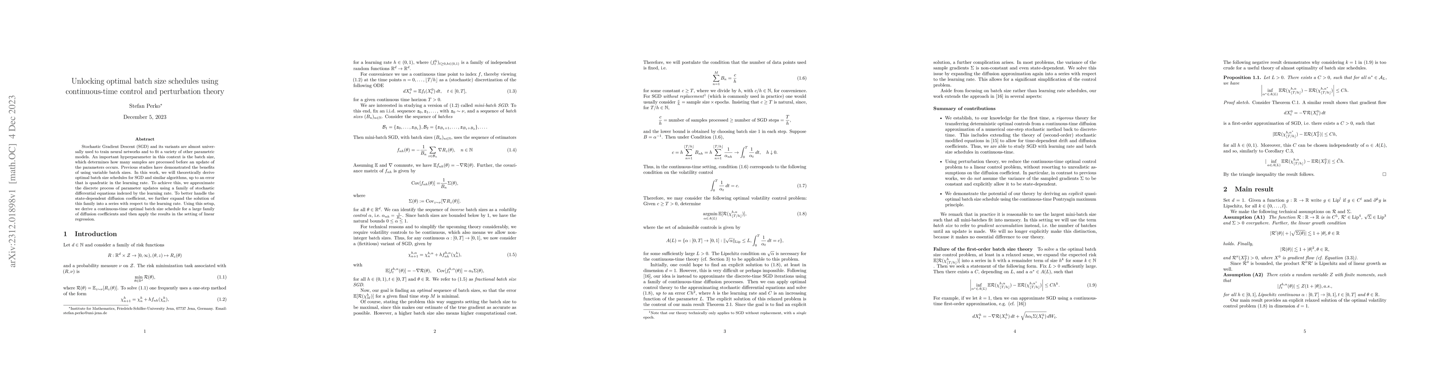Thumbnail for Unlocking optimal batch size schedules using continuous-time control and
  perturbation theory