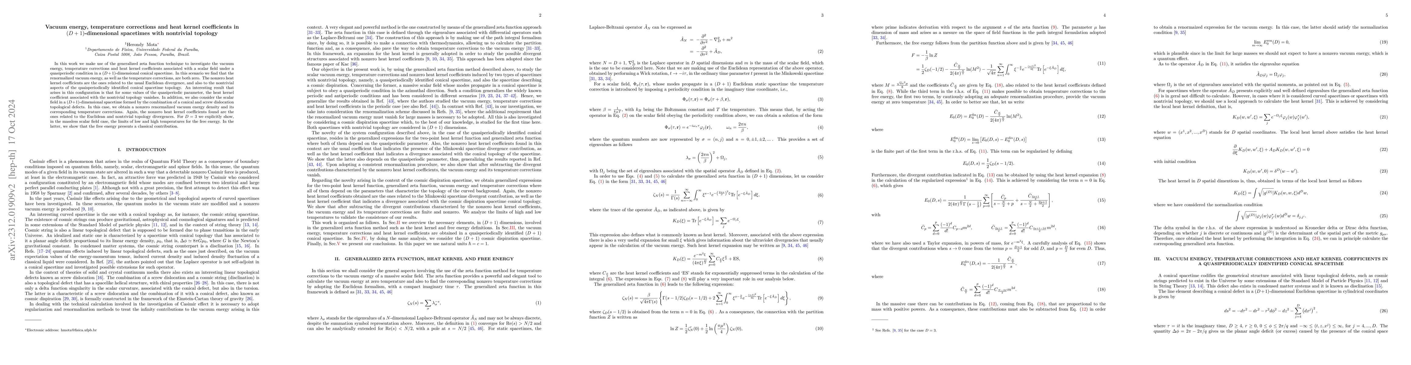 Thumbnail for Vacuum energy, temperature corrections and heat kernel coefficients in
  $(D + 1)$-dimensional spacetimes with nontrivial topology