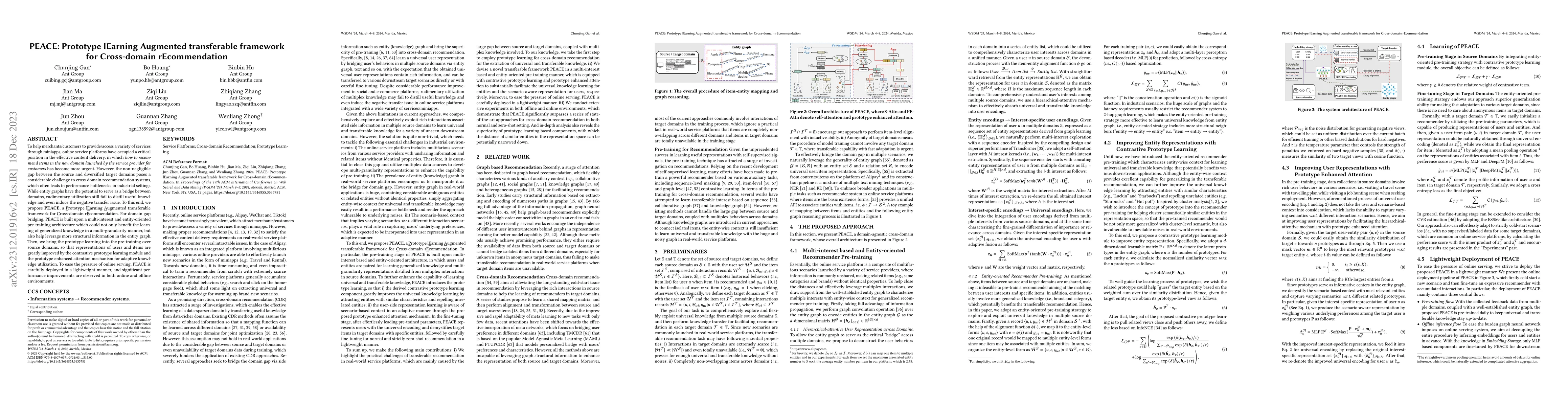 Thumbnail for PEACE: Prototype lEarning Augmented transferable framework for
  Cross-domain rEcommendation