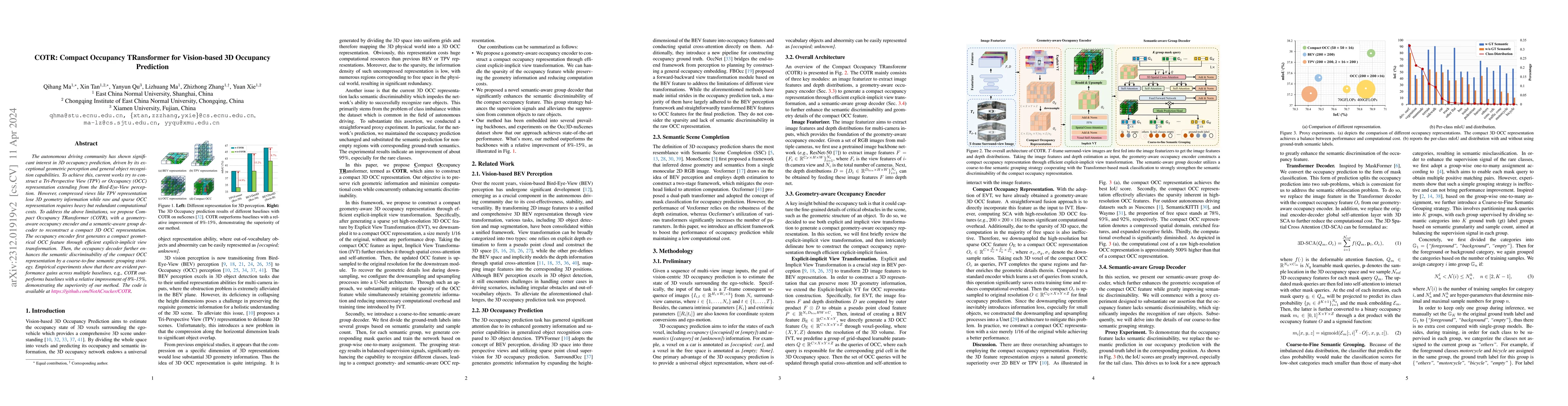 Thumbnail for COTR: Compact Occupancy TRansformer for Vision-based 3D Occupancy
  Prediction