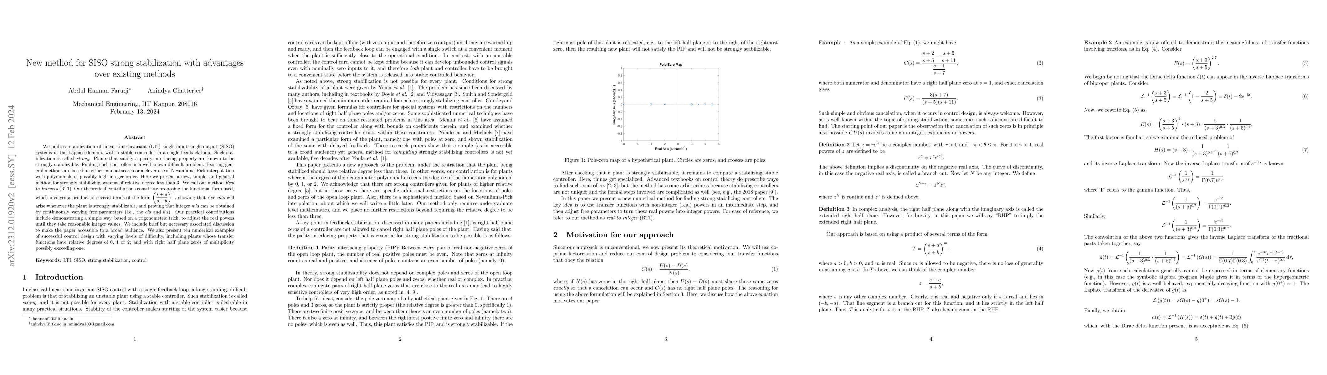 Thumbnail for New method for SISO strong stabilization with advantages over existing
  methods