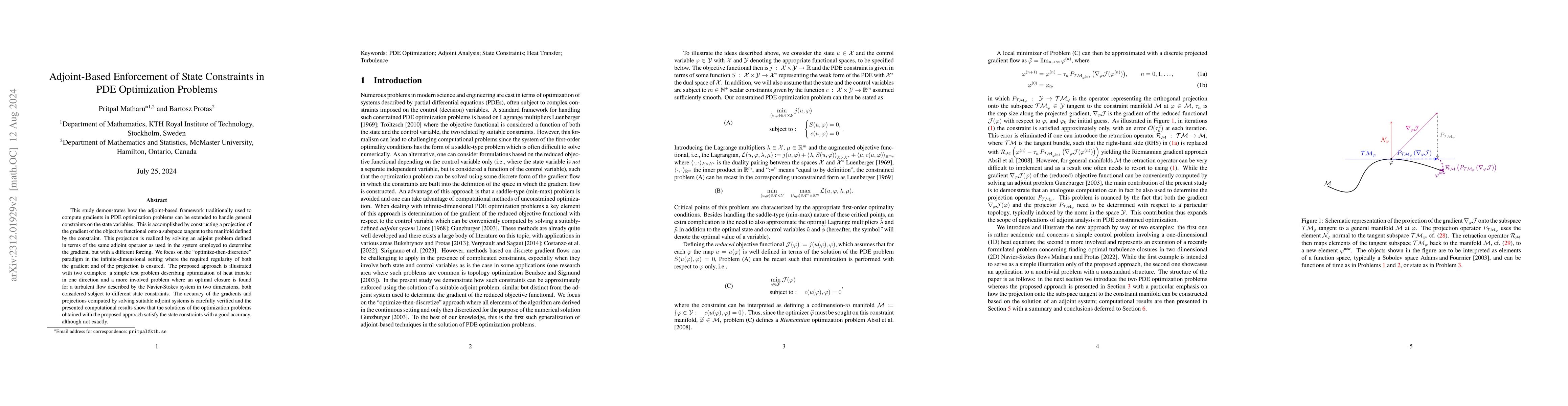 Thumbnail for Adjoint-Based Enforcement of State Constraints in PDE Optimization
  Problems