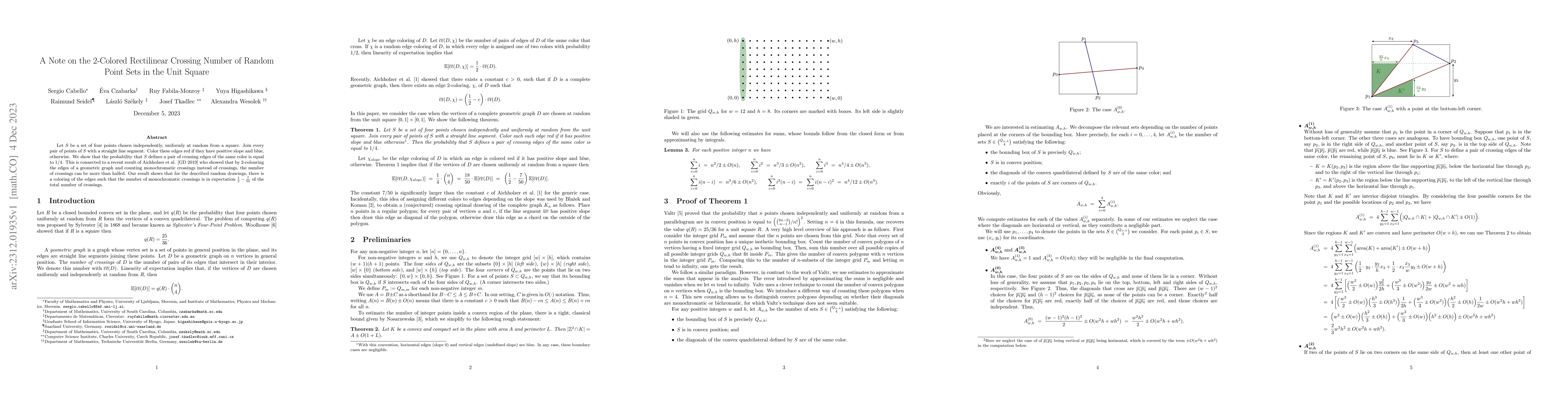 Thumbnail for A Note on the 2-Colored Rectilinear Crossing Number of Random Point Sets
  in the Unit Square