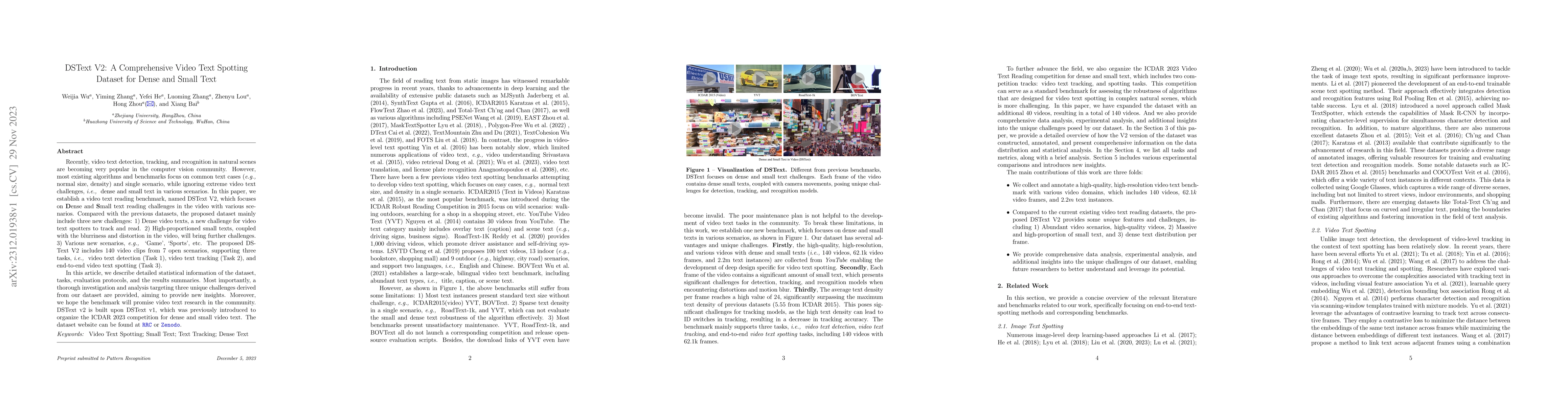 Thumbnail for DSText V2: A Comprehensive Video Text Spotting Dataset for Dense and
  Small Text