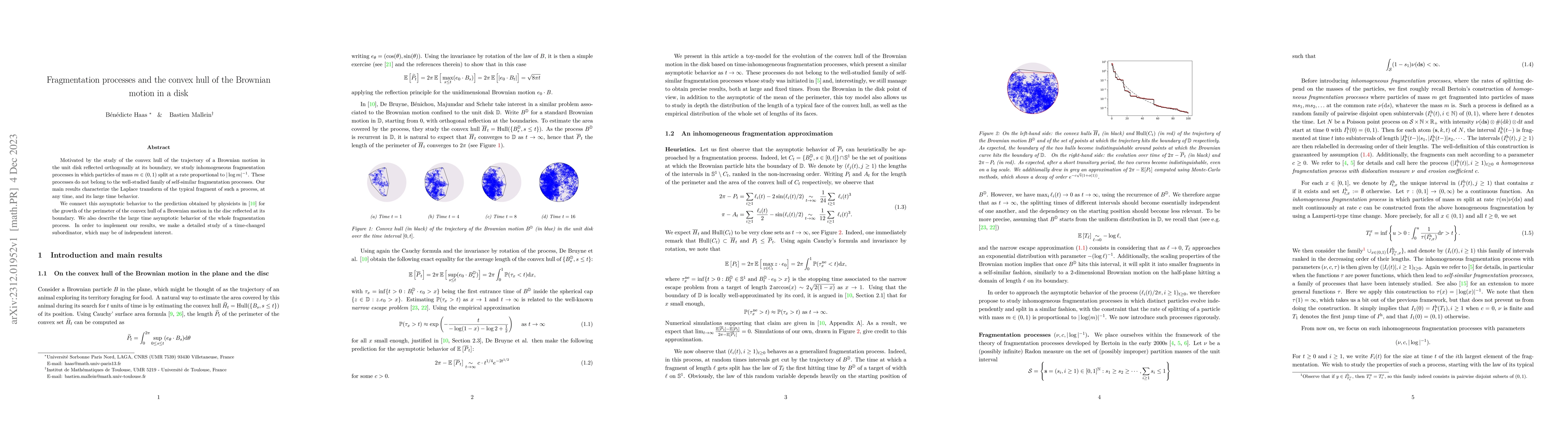 Thumbnail for Fragmentation processes and the convex hull of the Brownian motion in a
  disk