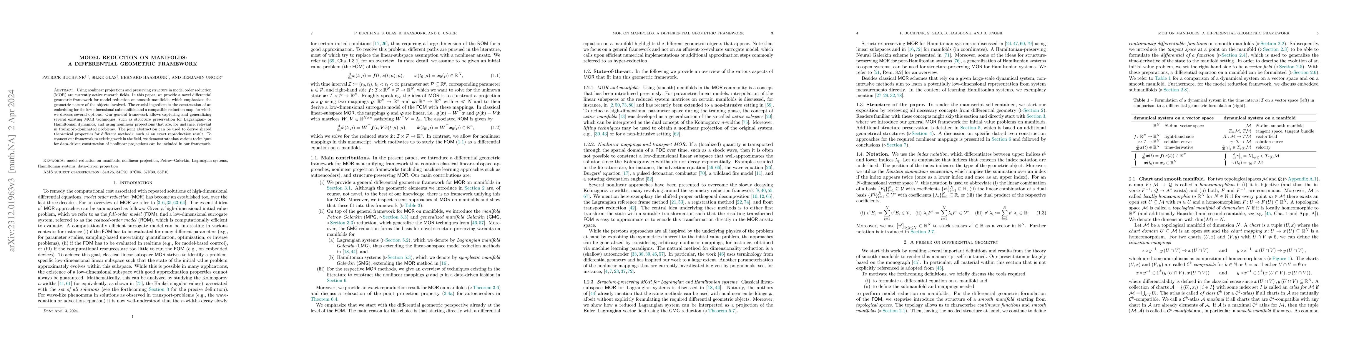 Thumbnail for Model reduction on manifolds: A differential geometric framework