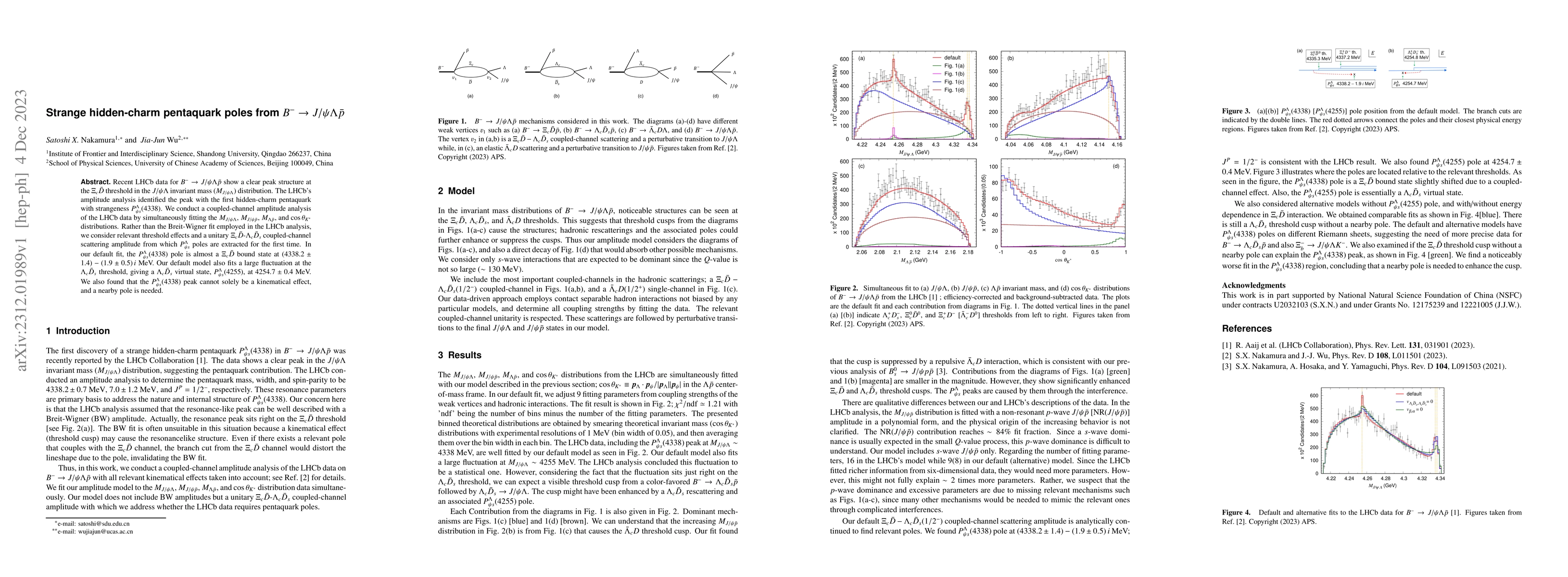 Thumbnail for Strange hidden-charm pentaquark poles from $B^-\to J/\psi\Lambda\bar{p}$