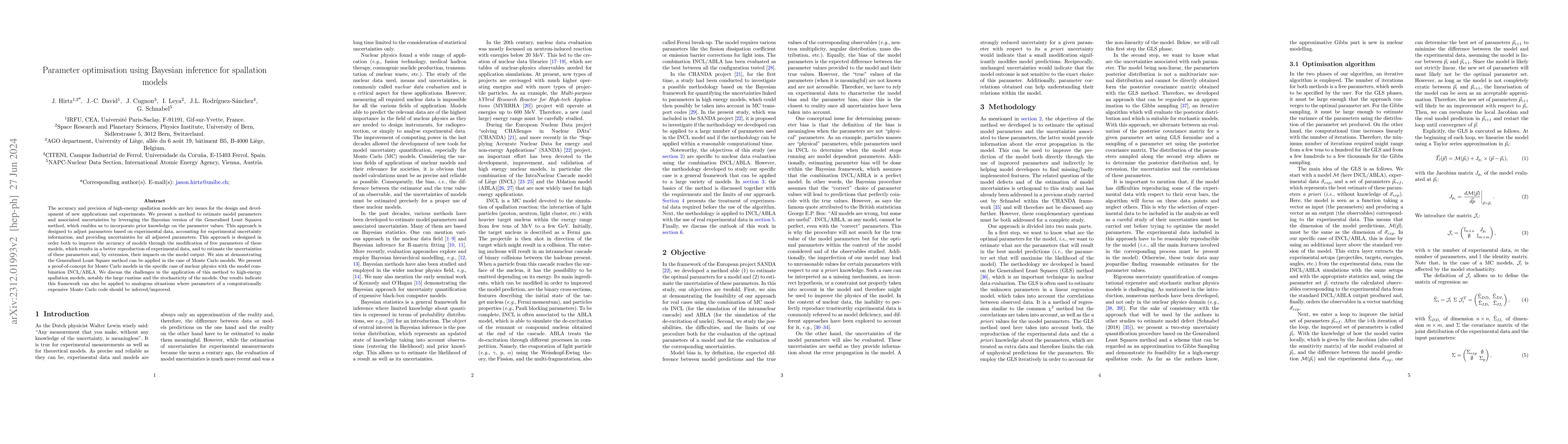 Thumbnail for Parameter optimisation using Bayesian inference for spallation models
