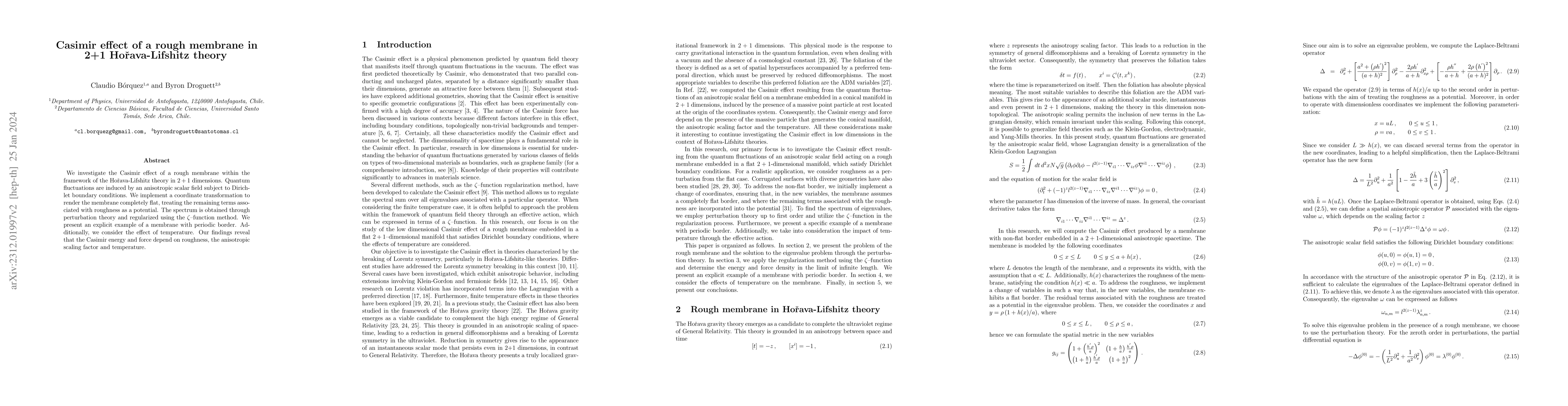 Thumbnail for Casimir effect of a rough membrane in 2+1 Horava-Lifshitz theory