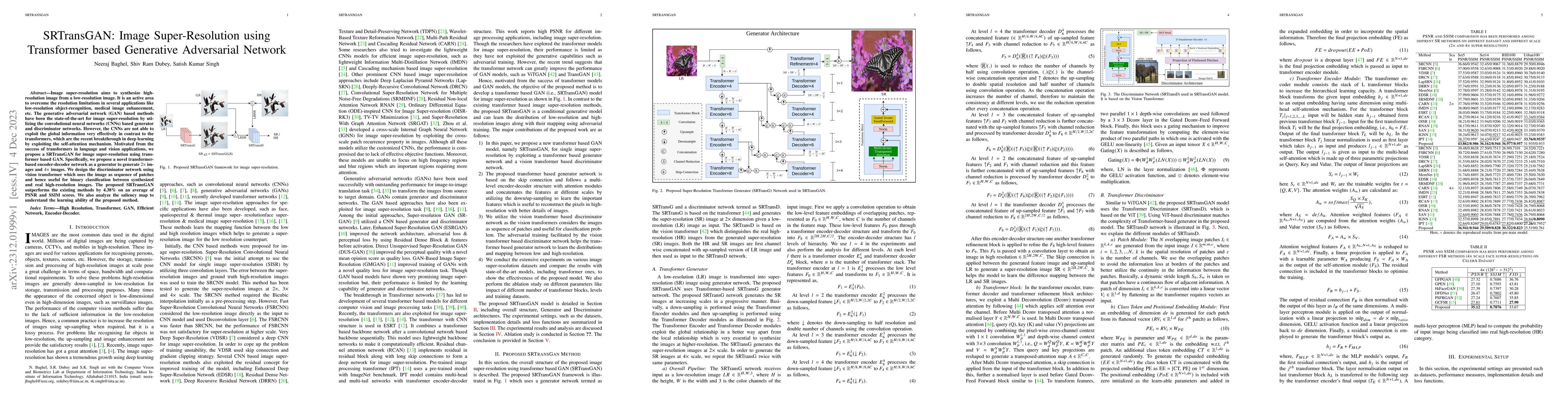 Thumbnail for SRTransGAN: Image Super-Resolution using Transformer based Generative
  Adversarial Network