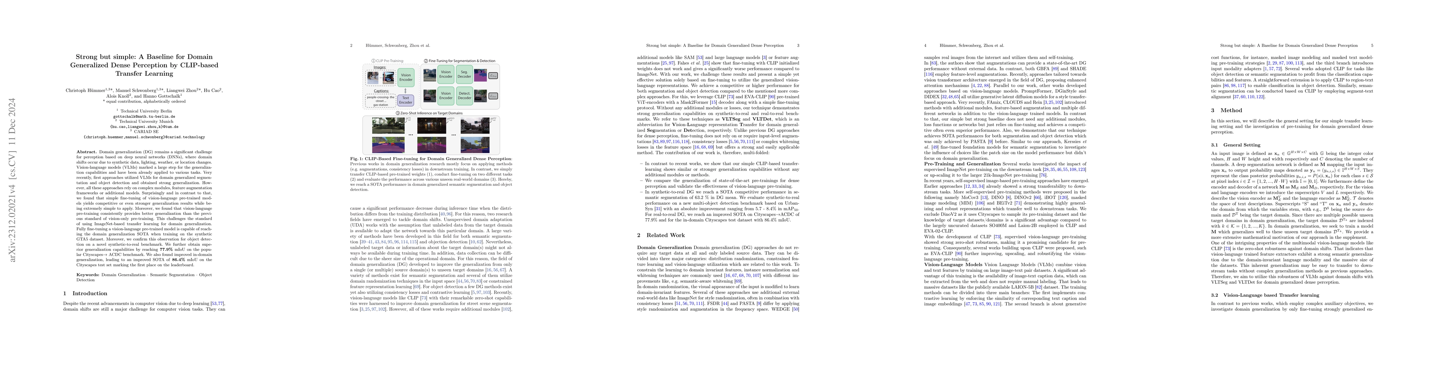 Thumbnail for VLTSeg: Simple Transfer of CLIP-Based Vision-Language Representations
  for Domain Generalized Semantic Segmentation