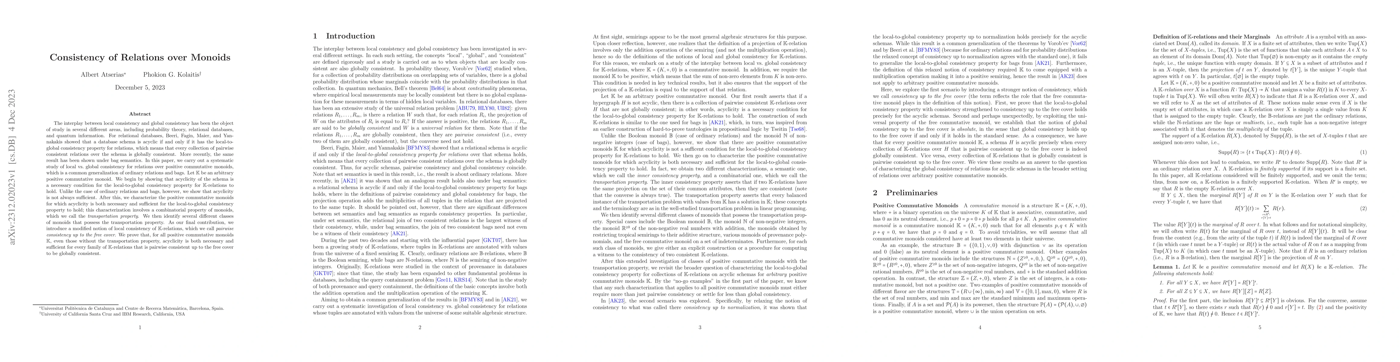 Thumbnail for Consistency of Relations over Monoids