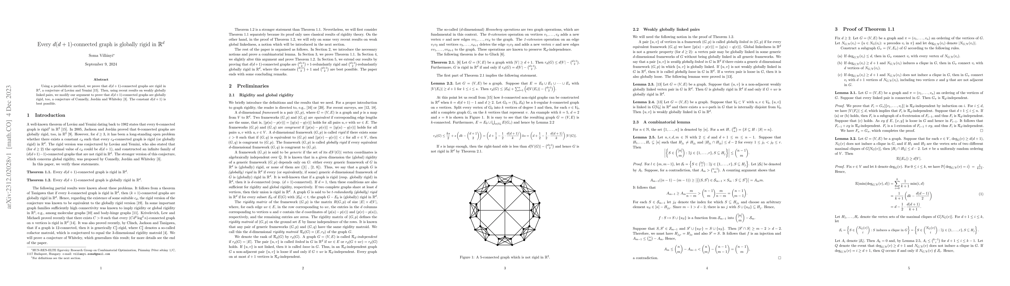 Thumbnail for Every $d(d+1)$-connected graph is globally rigid in $\mathbb{R}^d$