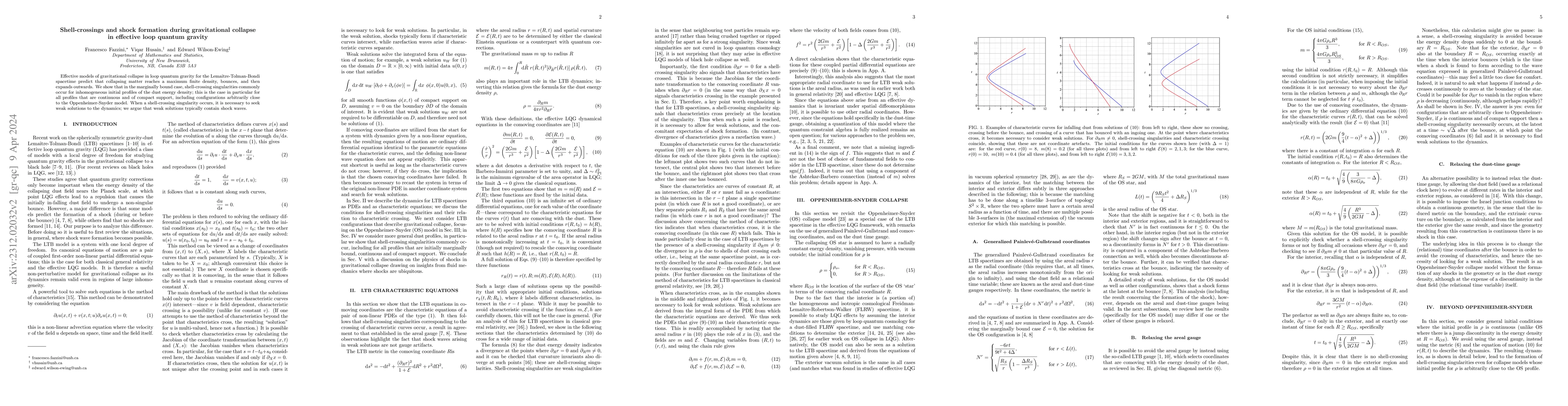 Thumbnail for Shell-crossings and shock formation during gravitational collapse in
  effective loop quantum gravity