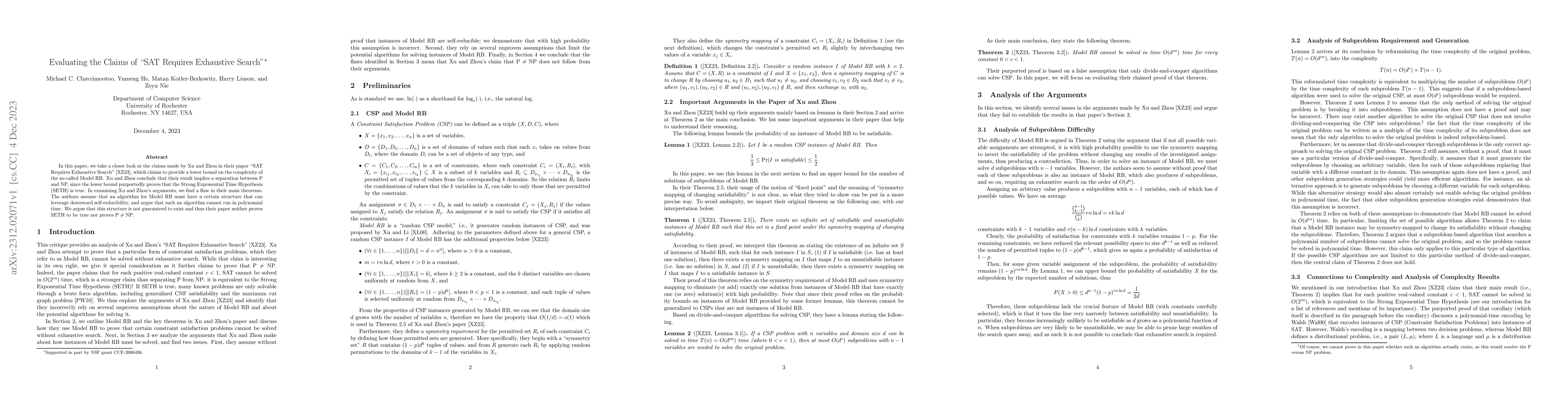 Thumbnail for Evaluating the Claims of "SAT Requires Exhaustive Search"