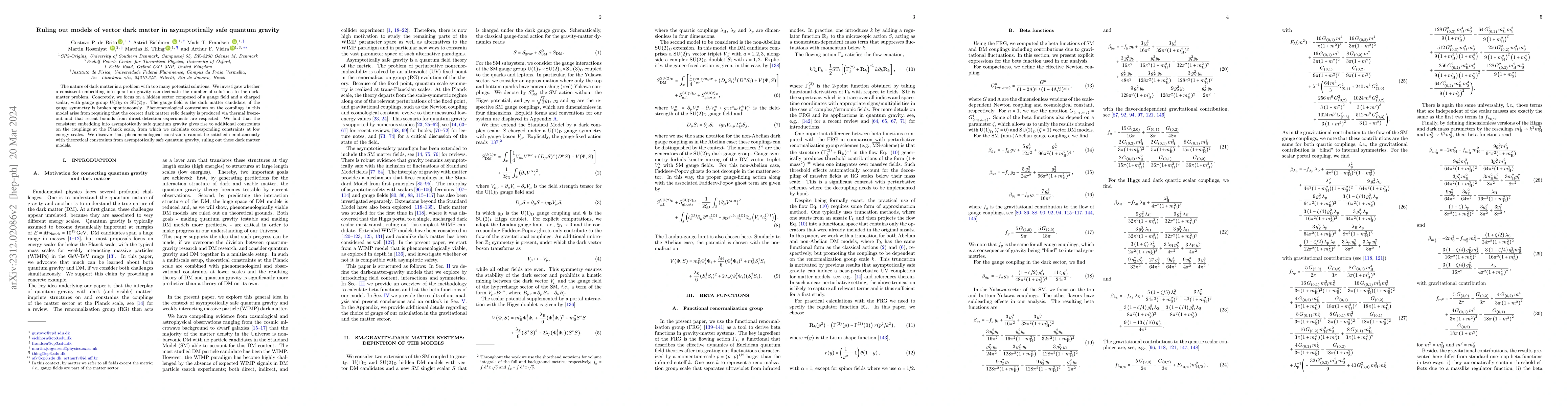 Thumbnail for Ruling out models of vector dark matter in asymptotically safe quantum
  gravity