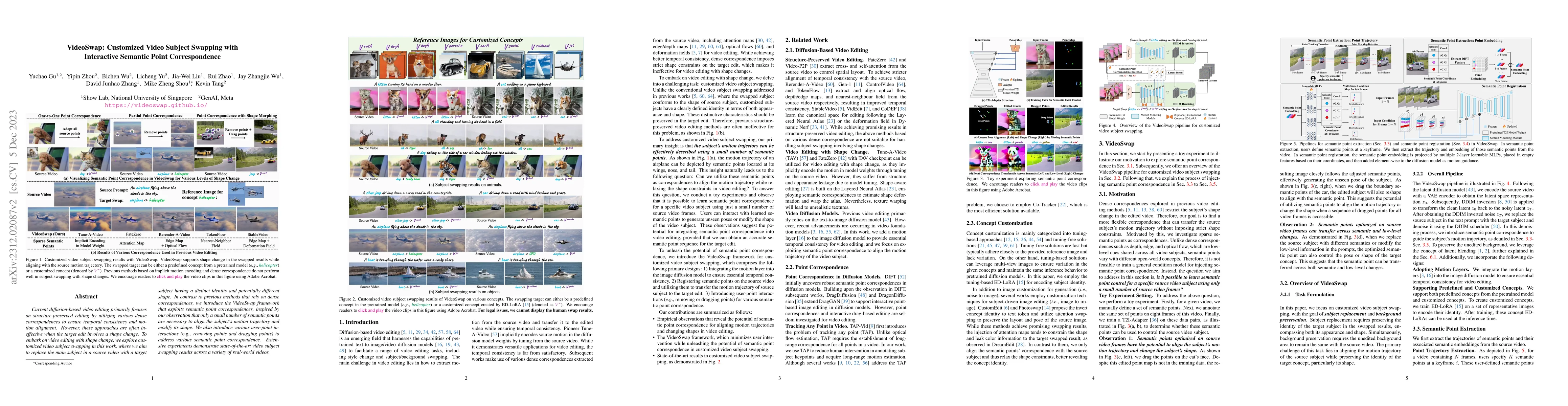 Thumbnail for VideoSwap: Customized Video Subject Swapping with Interactive Semantic
  Point Correspondence