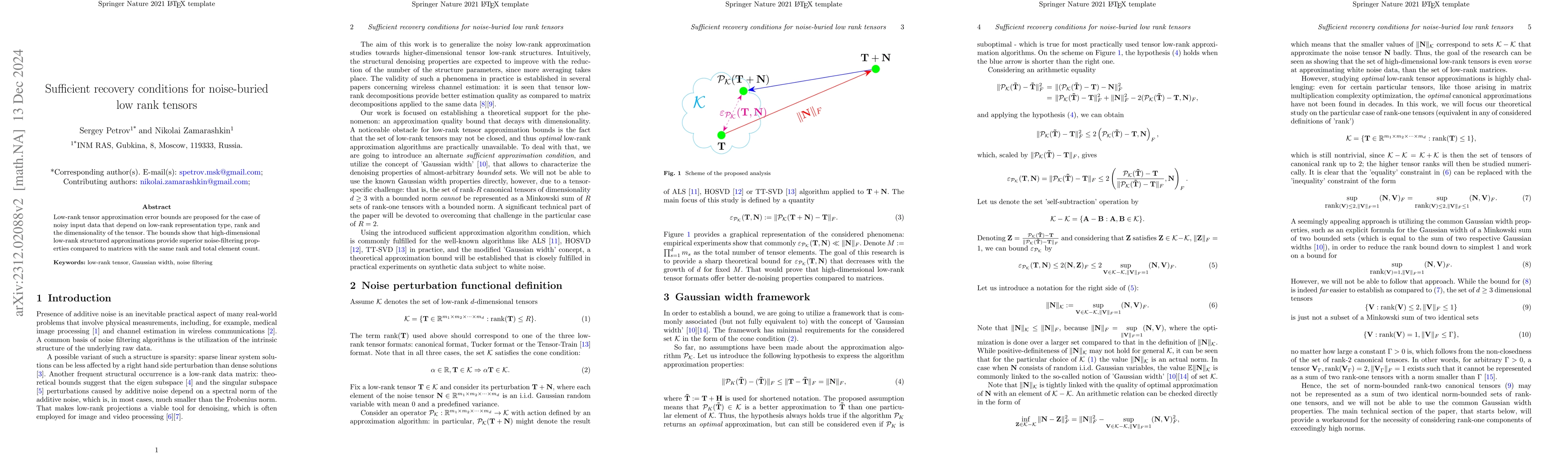 Thumbnail for Theoretical Bounds for Noise Filtration using Low-Rank Tensor
  Approximations