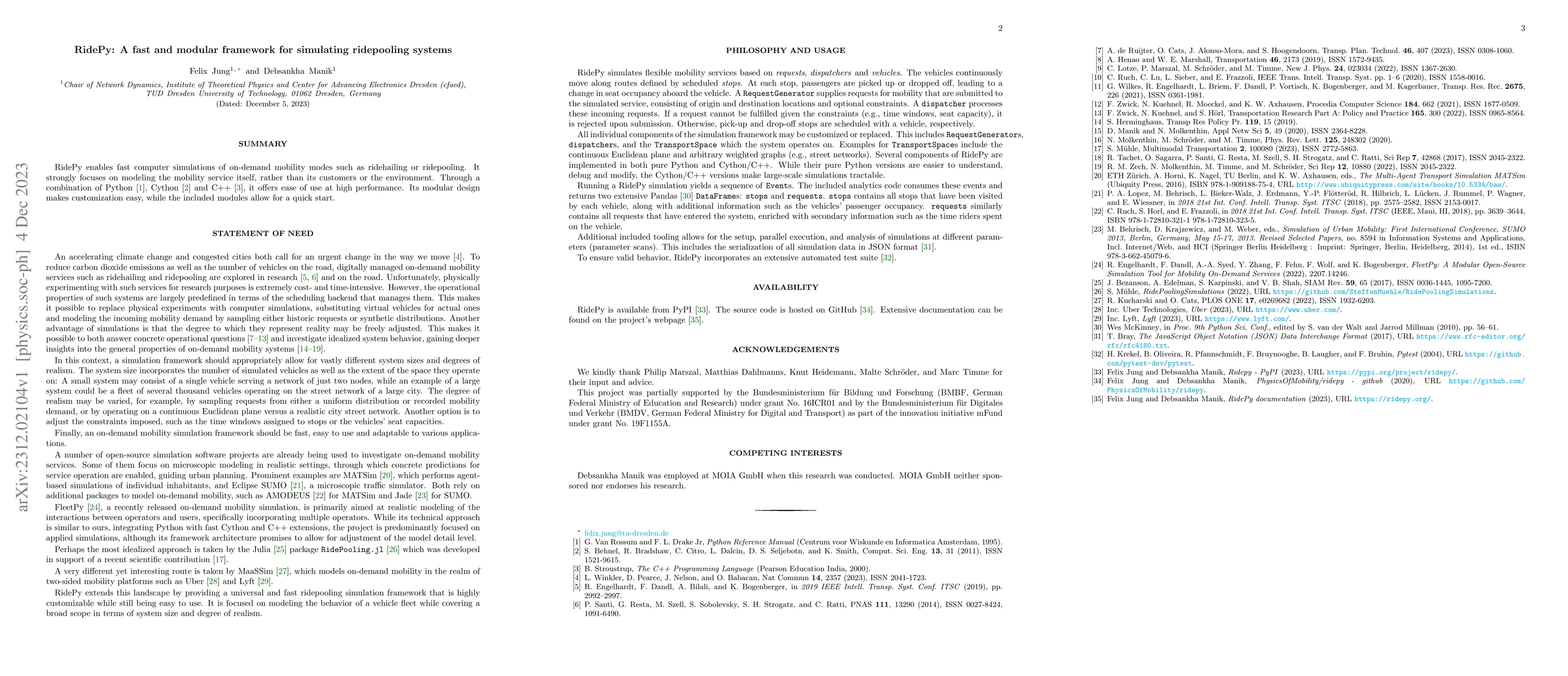 Thumbnail for RidePy: A fast and modular framework for simulating ridepooling systems