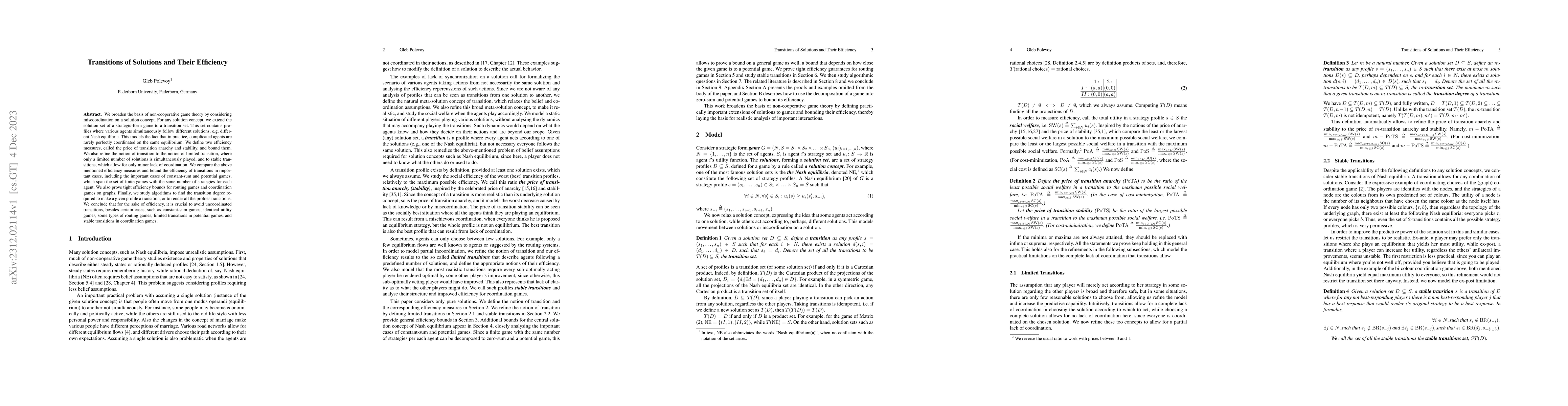 Thumbnail for Transitions of Solutions and Their Efficiency