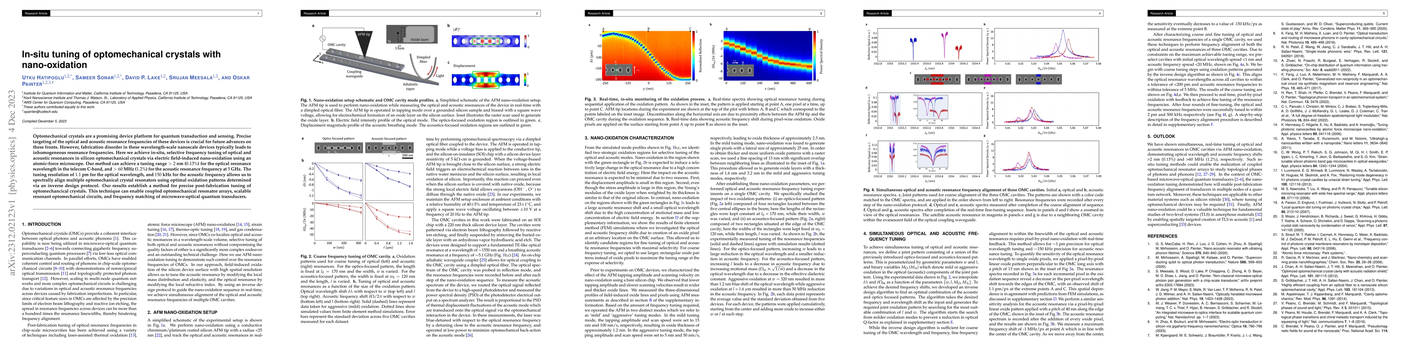 Thumbnail for In-situ tuning of optomechanical crystals with nano-oxidation