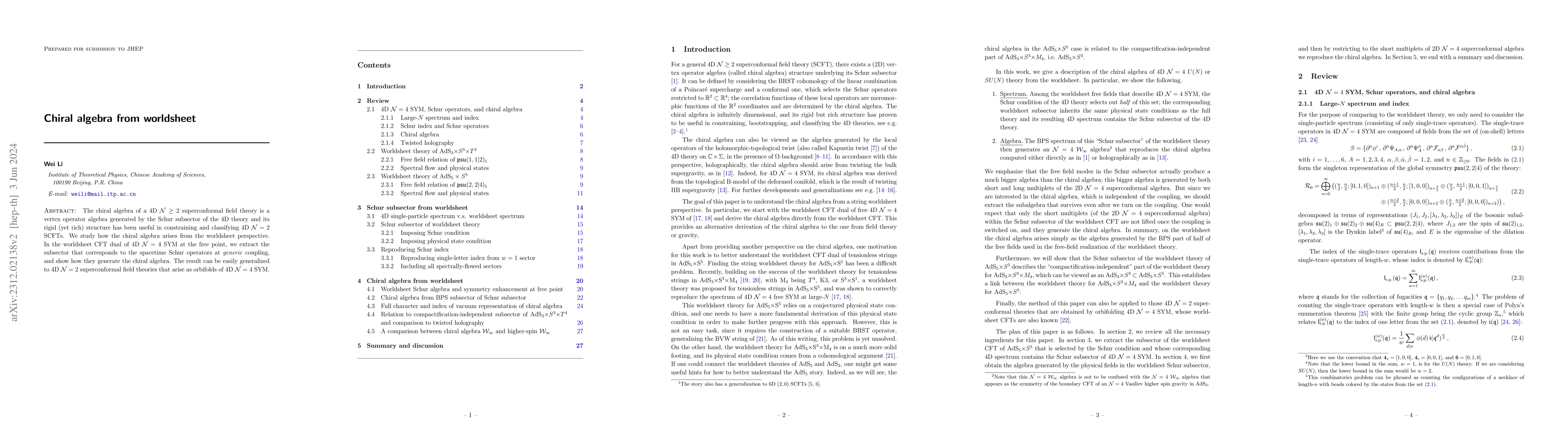 Thumbnail for Chiral algebra from worldsheet