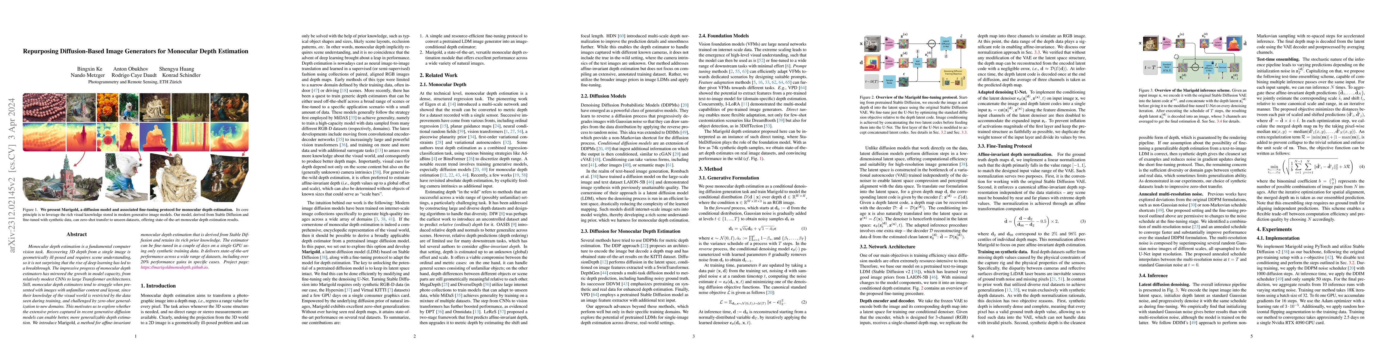 Thumbnail for Repurposing Diffusion-Based Image Generators for Monocular Depth
  Estimation