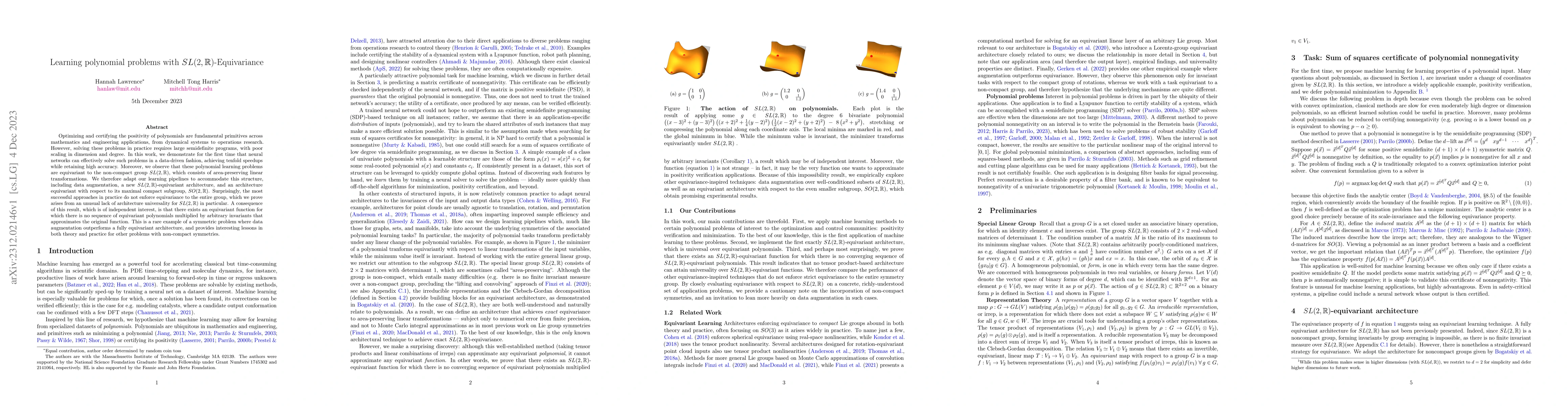 Thumbnail for Learning Polynomial Problems with $SL(2,\mathbb{R})$ Equivariance