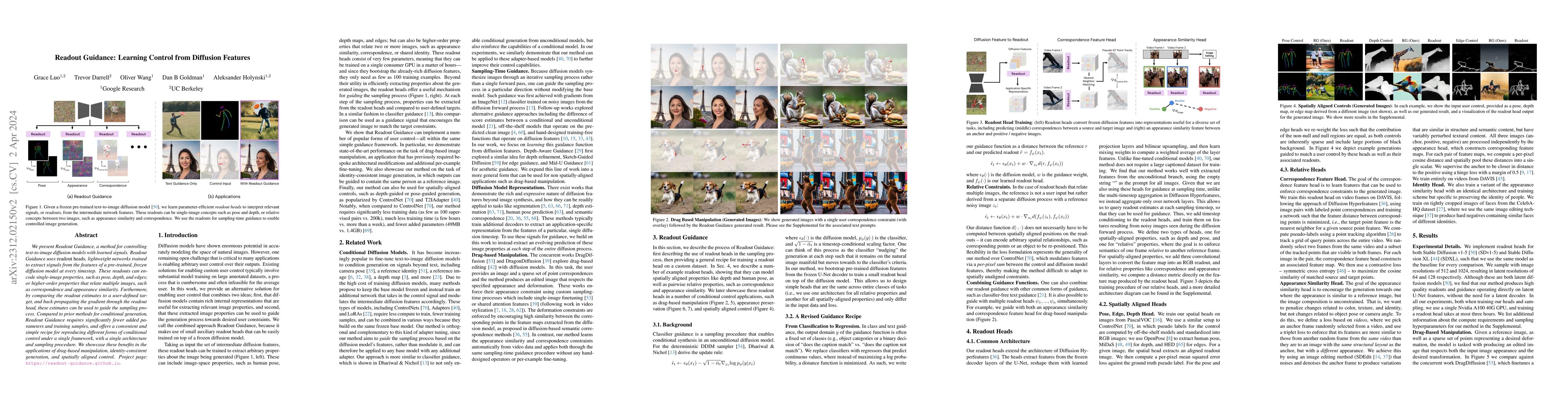 Thumbnail for Readout Guidance: Learning Control from Diffusion Features