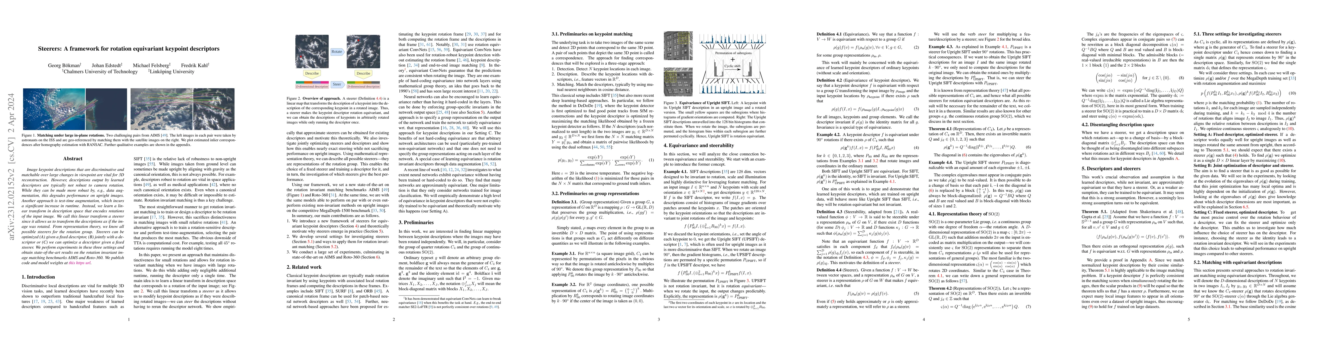 Thumbnail for Steerers: A framework for rotation equivariant keypoint descriptors