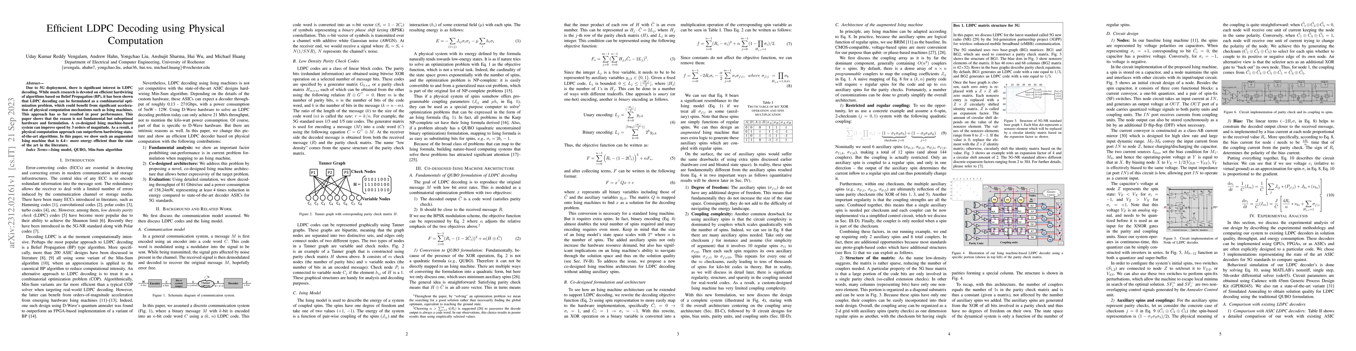 Thumbnail for Efficient LDPC Decoding using Physical Computation