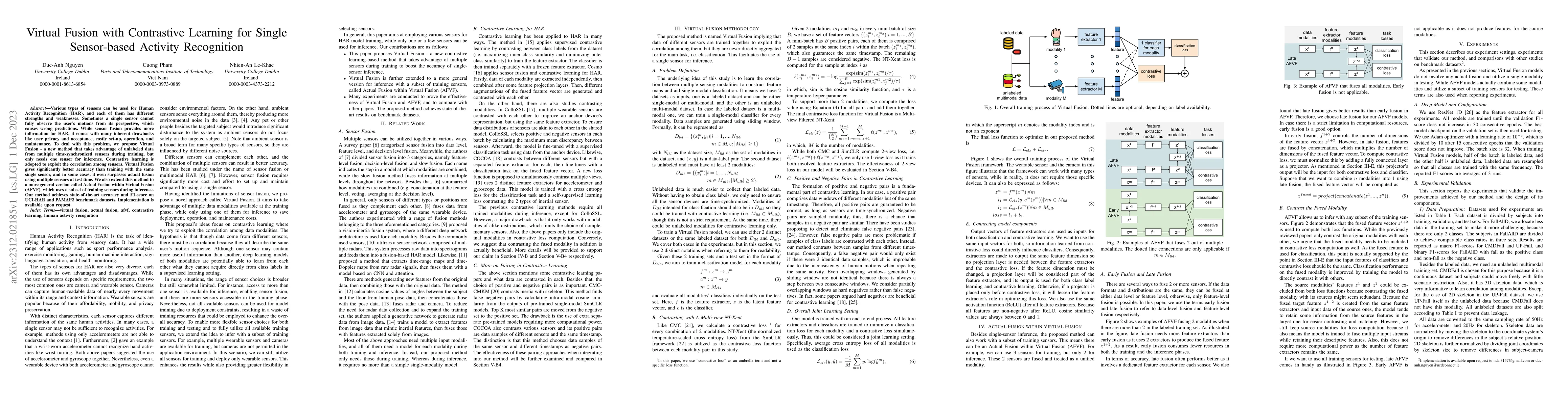 Thumbnail for Virtual Fusion with Contrastive Learning for Single Sensor-based
  Activity Recognition