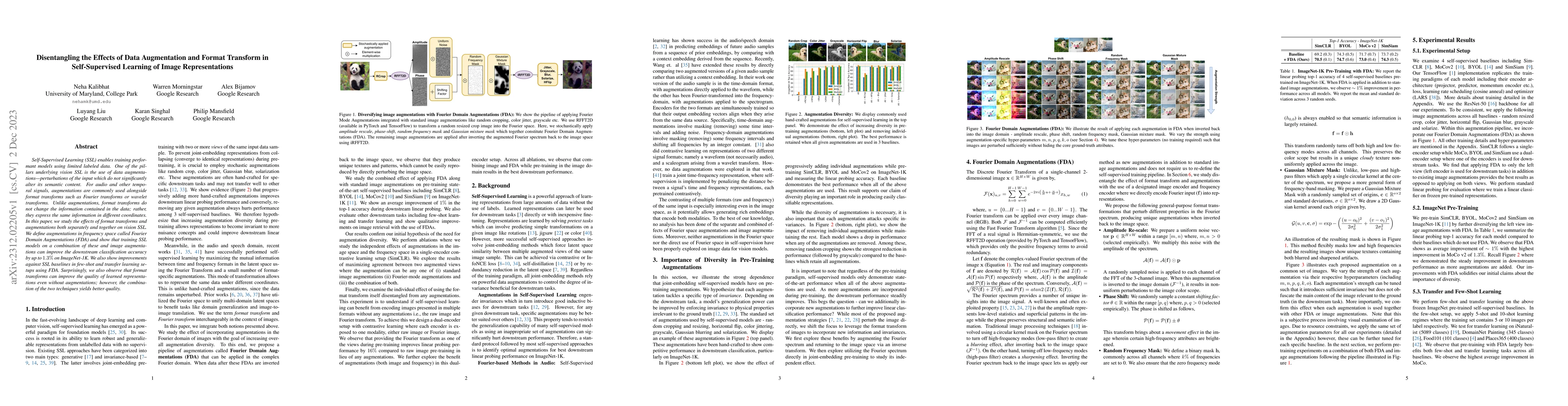 Thumbnail for Disentangling the Effects of Data Augmentation and Format Transform in
  Self-Supervised Learning of Image Representations