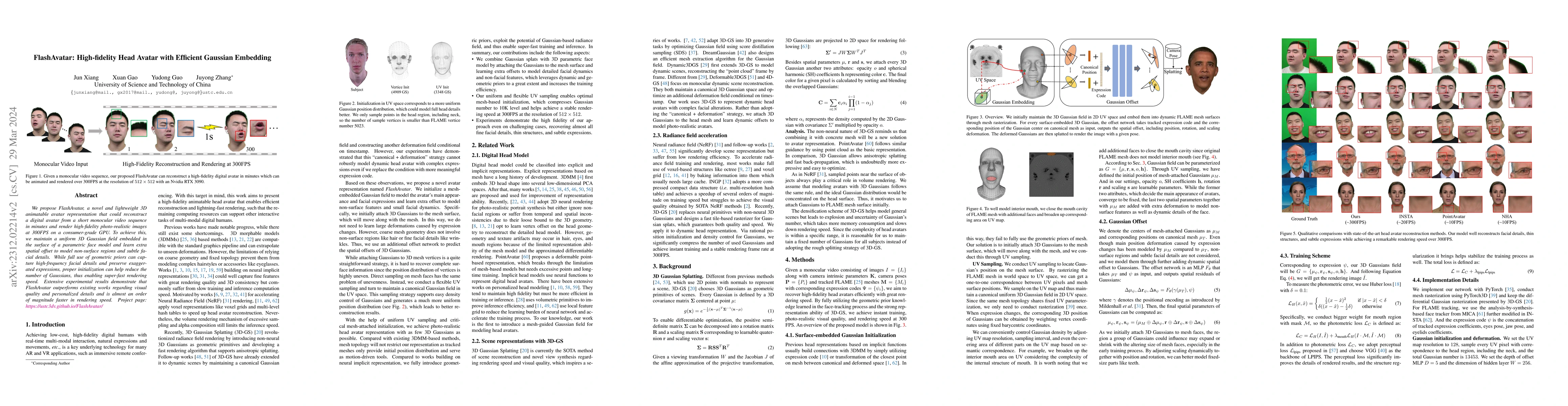 Thumbnail for FlashAvatar: High-fidelity Head Avatar with Efficient Gaussian Embedding